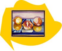 Three Lemons on a Shelf (Lollipop Lemons) in Yellow